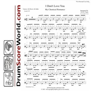 My Chemical Romance - I Don’t Love You | Drum Sheet